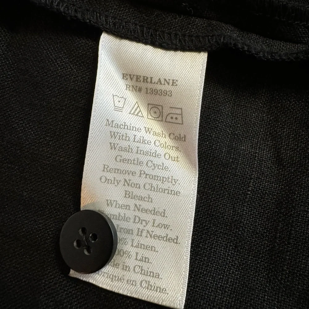 100% Linen Everlane black wide leg romper jumpsuit.3 pocket.Size 14
